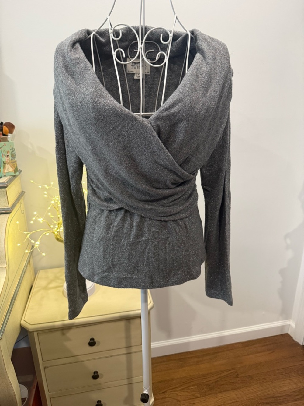 Fifteen Twenty Charcoal Wrap-Front Long Sleeve Top